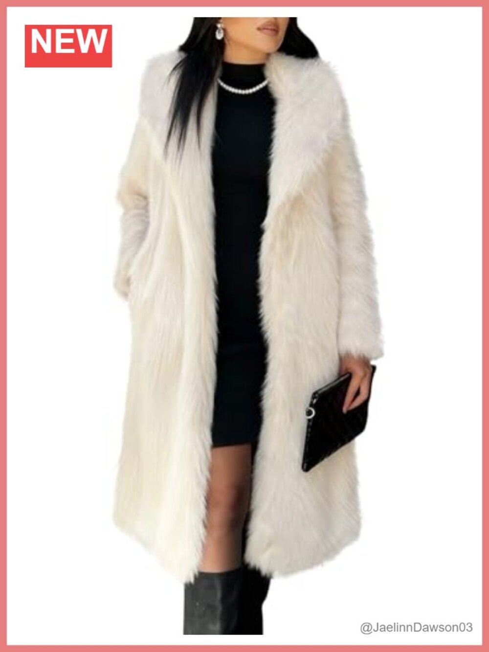 COZYPOIN Faux Fur Coat Long Furry Jacket Warm Winter Outerwear